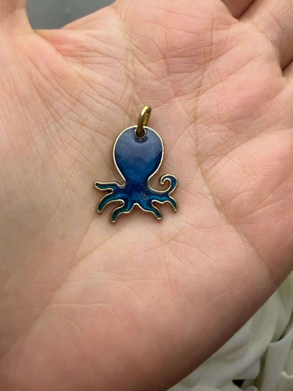 Blue Enamel Octopus Pendant Charm